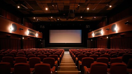 Naklejka premium Art House Cinema: In an art house cinema, an eclectic selection of indie films and foreign movies attracts cinephiles looking for unique storytelling and artistic expression
