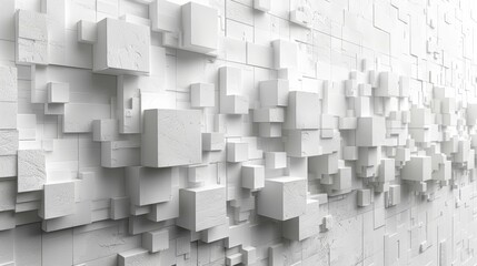 White abstract 3d cube wall texture