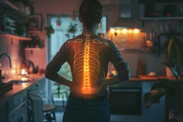 Fototapeta premium Digital composite of highlighted spine of woman