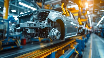 Fototapeta premium team conducting a quality check on automotive parts in a factory, showcasing the detailed production process.