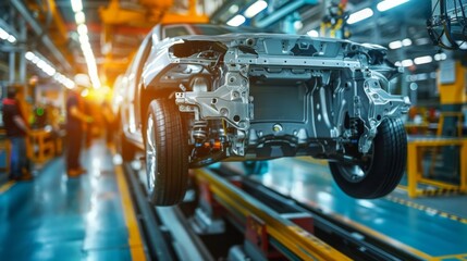 Fototapeta premium a team conducting a quality check on automotive parts in a factory