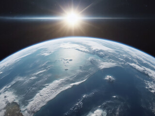 Fototapeta premium Earth From Space Sun Cloud star dark blue big deer sky