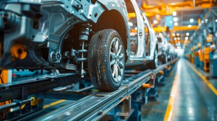 Fototapeta premium a team conducting a quality check on automotive parts in a factory