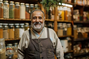 Obraz premium Portrait of a happy senior merchant standing
