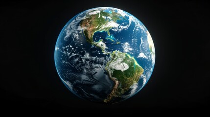 Earth with a close-up on thriving green regions versus areas suffering from climate change, aimed to motivate conservation efforts, on a black background.
