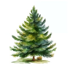 Fototapeta premium Christmas tree. Christmas tree clipart. Watercolor illustration. Generative AI. Detailed illustration.