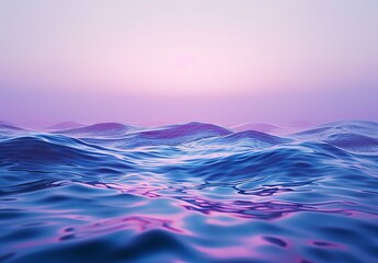 3D render of an abstract background with a wavy pattern, gradient, blue and purple colors, pink lighting, waves of an ocean