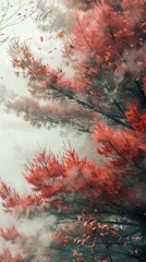 Towering red pine forests swaying in the wind