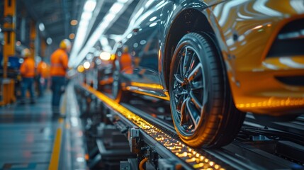 Fototapeta premium an automotive engineer inspecting a vehicle assembly line