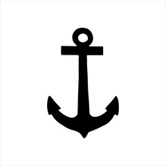 Ship anchor silhouette isolated on white background. Anchor icon vector illustration.
