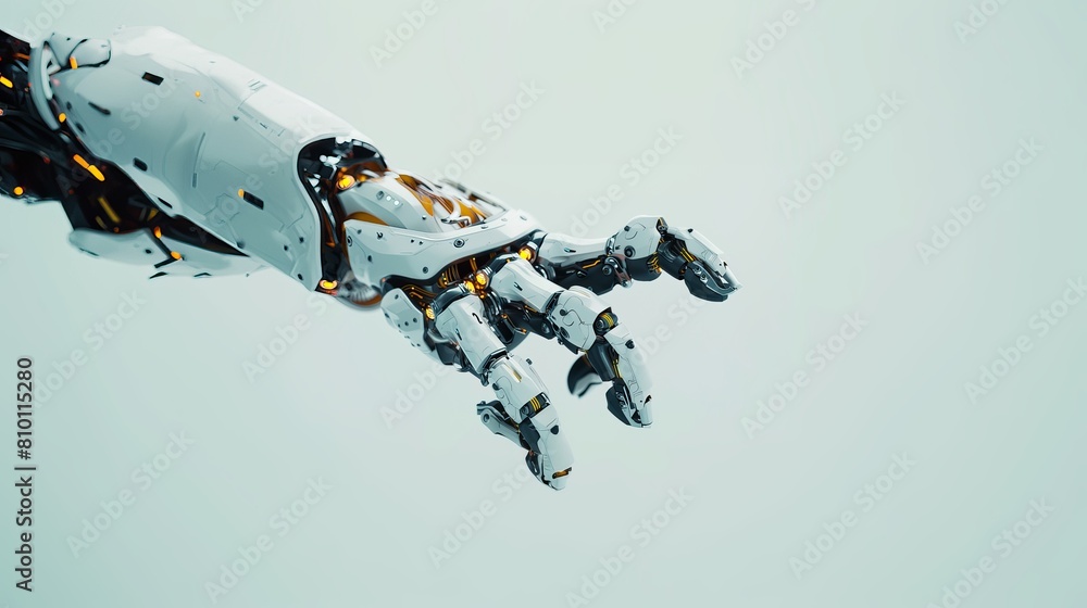 Poster 3d rendering of a robotic arm, showcasing technological innovation and precision engineering.