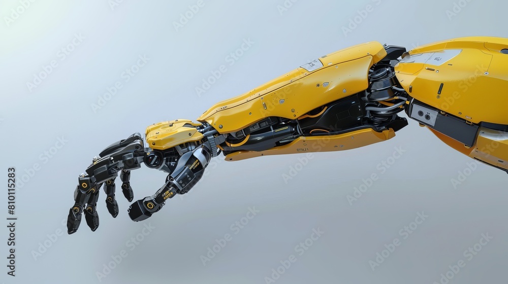 Poster 3d rendering of a robotic arm, showcasing technological innovation and precision engineering.