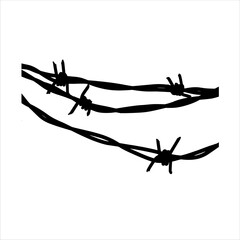 Barbwire fence silhouette isolated on white background. Barbwire icon vector illustration.