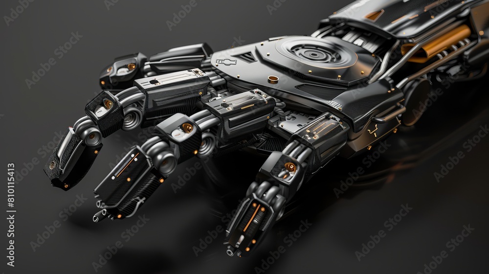 Poster 3d rendering of a robotic arm, showcasing technological innovation and precision engineering.