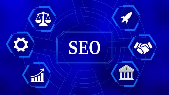 SEO text animation. SEO Search engine optimization marketing ranking.