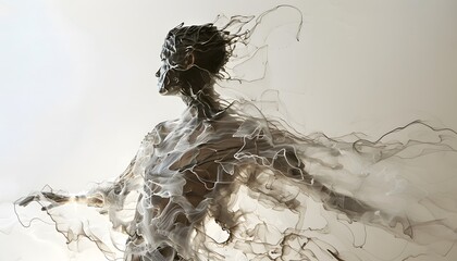 artistic depiction of a person in motion abstract liquid energy