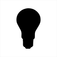 Black light bulb silhouette isolated on white background. Light bulb icon vector illustration.