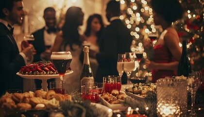 food buffet at Christmas diner party appetizer feast banquet celebration