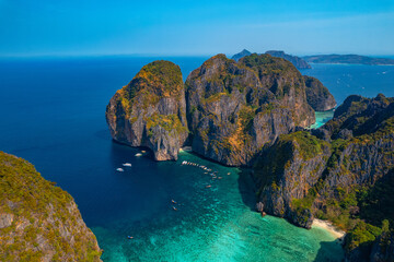 Amazing travel drone photo of landmark of Thailand, Andaman Sea, Krabi. Aerial View from above of...