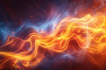 Obraz premium An artistic concept of blue and fiery energy flows interacting, indicative of dynamic forces and motion