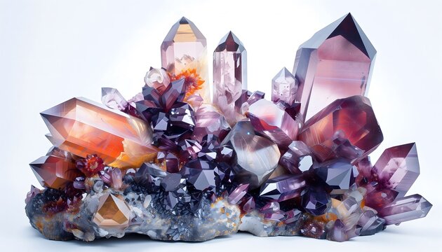 cluster of amethyst crystals beautiful colors precious mineral quartz violet 