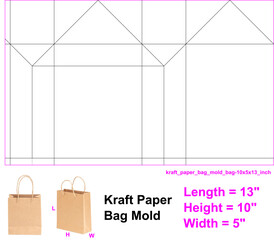 Kraft Paper Bag Mold 10x5x13 inch  ideal for the production of paper bags for industry or crafts and scrapbooking.