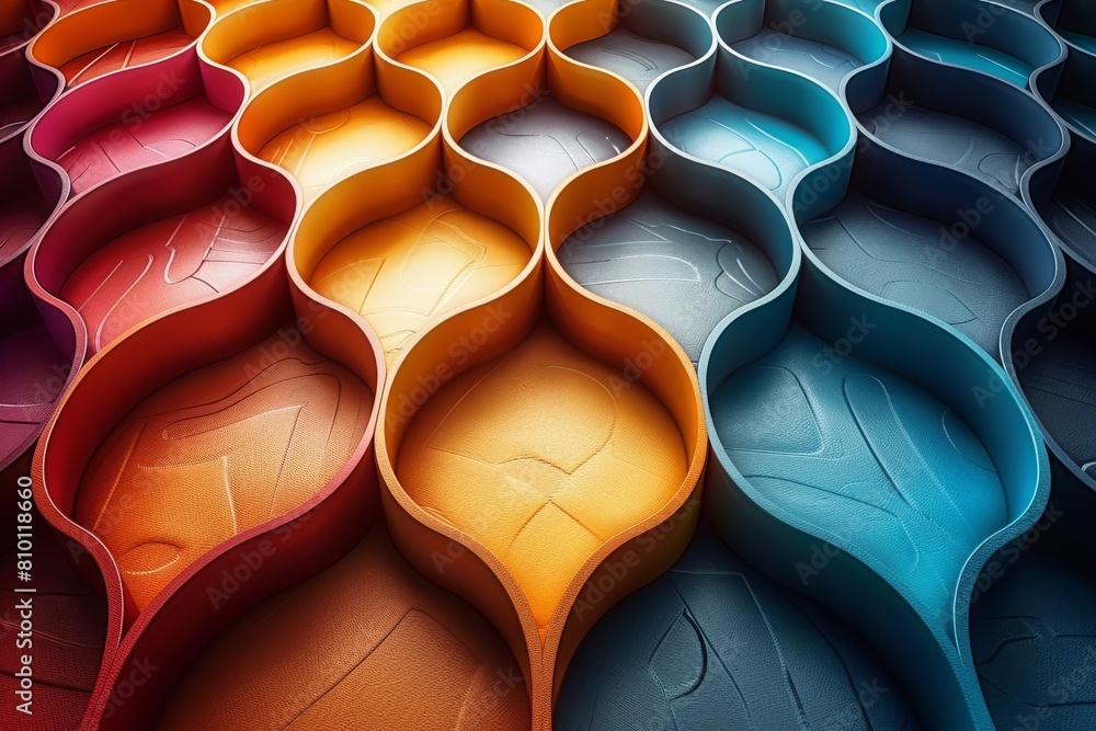 Aufkleber this image showcases a vibrant, repetitive pattern of colorful leather textures with a 3d effect, cr