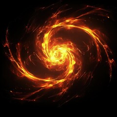 Mesmerizing Orange and Yellow Spiral Pattern on Black Background