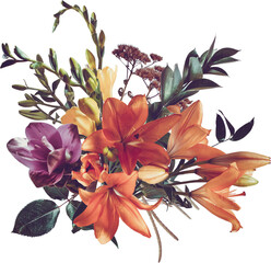 Vibrant and Detailed Floral Bouquets in PNG Format