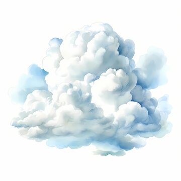 recommend clip art: Fluffy cloud. Blue cloud. Cute cloudy sky clipart. Watercolor illustration. Generative AI. Detailed illustration.