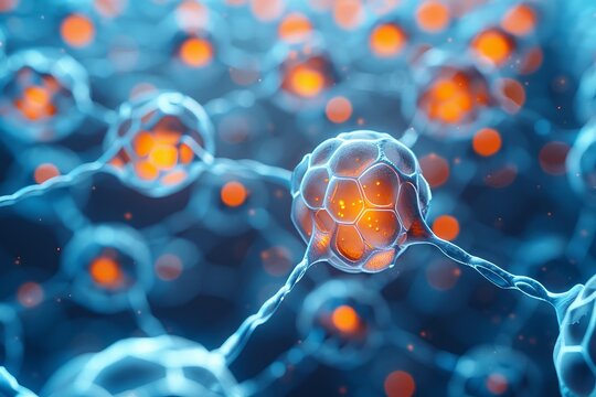 This illustrative image showcases a detailed molecular structure with neon glow, emphasizing scientific and biomedical concepts