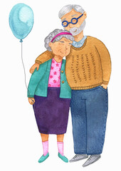 grandfather and grandmother with ballon