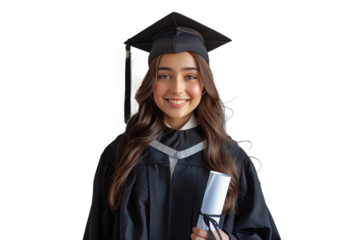 Graduating Woman in Cap and Gown