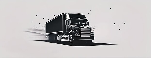 Big Truck logo template for you design in black color. vector simple illustration 4K Video