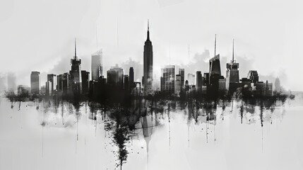 City skyline depicted in elegant silhouette