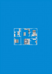 House Floor Plan. 3D design of home space. 