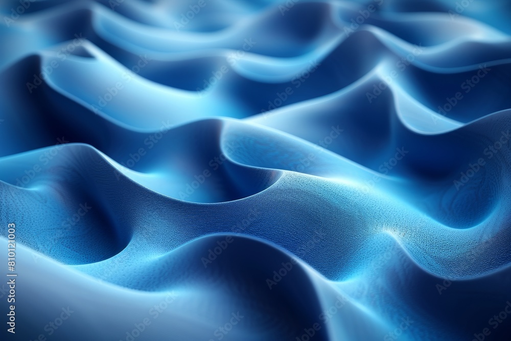 Poster soft, rhythmic waves in a blue abstract pattern echoing the tranquil movement of ocean waves, invoki