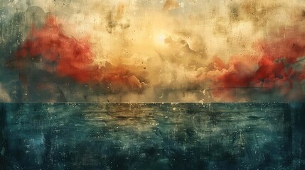 A beautiful watercolor painting of a stormy sea