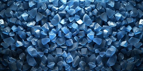 Temporary storage of blue plastic granules at a recycling factory for production line. Concept Plastic Granule Storage, Recycling Factory, Temporary Holding Area, Production Line, Blue Color Granules