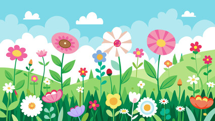 background-of-flower-meadow--on-white-background