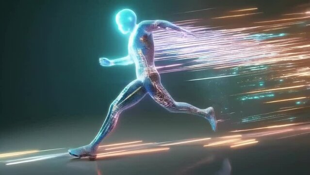 Futuristic Sprinter with Light Streaks