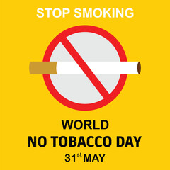 World No Tobacco Day - WNTD No smoking 31 May simple Vector Design Eps file easy to Edit
