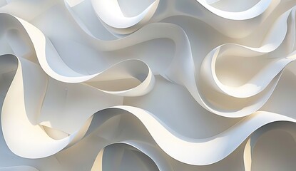 A digitally created abstract image with smooth white waves on a neutral background