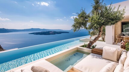 Panoramic ocean view from an infinity pool, suitable for promotions in luxury travel and lifestyle sectors.