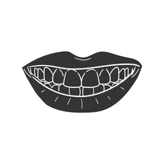 Mouth Lips Icon Silhouette Illustration. Smile Vector Graphic Pictogram Symbol Clip Art. Doodle Sketch Black Sign.