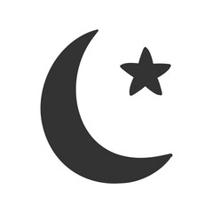 Moon and Star Icon Silhouette Illustration. Night Vector Graphic Pictogram Symbol Clip Art. Doodle Sketch Black Sign.