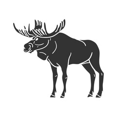 Moose Icon Silhouette Illustration. Mountain Animals Vector Graphic Pictogram Symbol Clip Art. Doodle Sketch Black Sign.