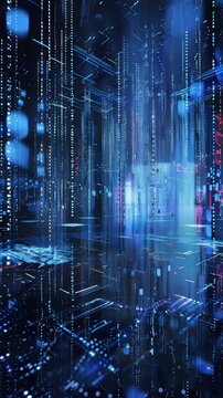 Holographic interfaces and touchscreens flickering with data in a digital world