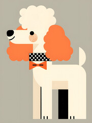 an illustration of a poodle wearing a bow tie