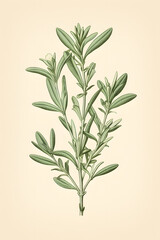 Vintage illustration of Rosemary plant, rosemary, tasty rosemary, herbs, rosemary herb